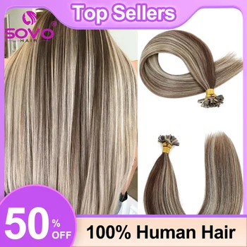 V チップ人毛エクステンションフュージョンヘアシルキーストレートダークブラウン事前結合 V シェイプケラチン髪ベトナムレミー髪サロン