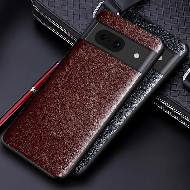 Luxury leather Case for Google Pixel 8 7 6 Pro 8A 7A 6A 5 5A 4A 4 XL 5G funda Business solid color Soft TUP&Hard PC Phone cover