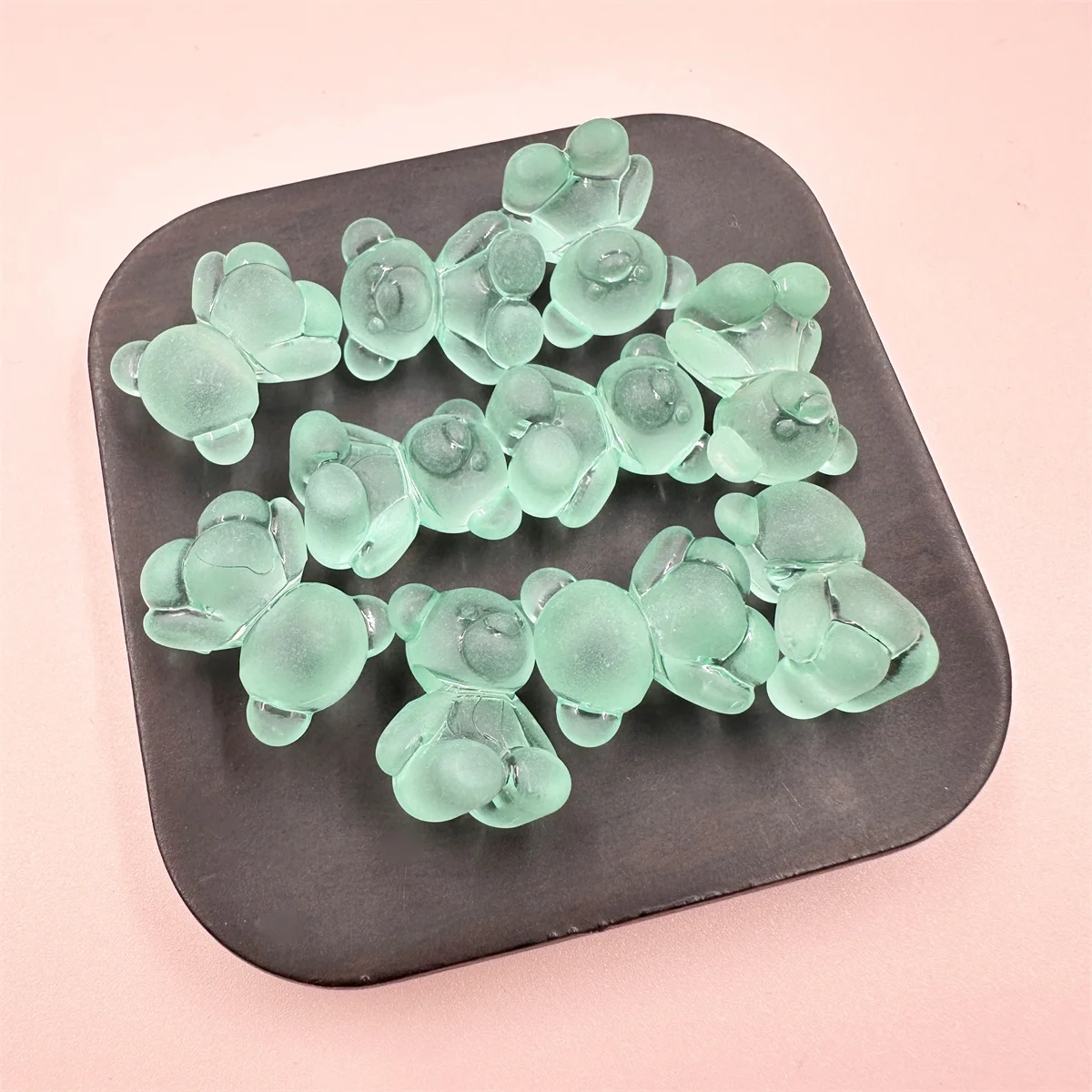 10Pcs/set 18MM*15MM*11MM Cute Cartoon Bear Resin Beads  Frosting Transparent Necklace Earrings Pendants For Jewelry Making