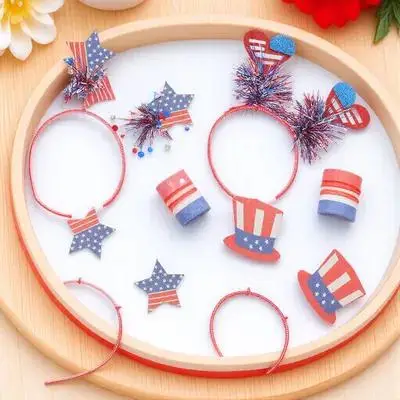 4 قطعة عصابات الرأس العلم الأمريكي الوطنية إكسسوارات الشعر الطرف 4th من يوليو ستار موضوع مأدبة النساء بوم بوم قبعة عقال