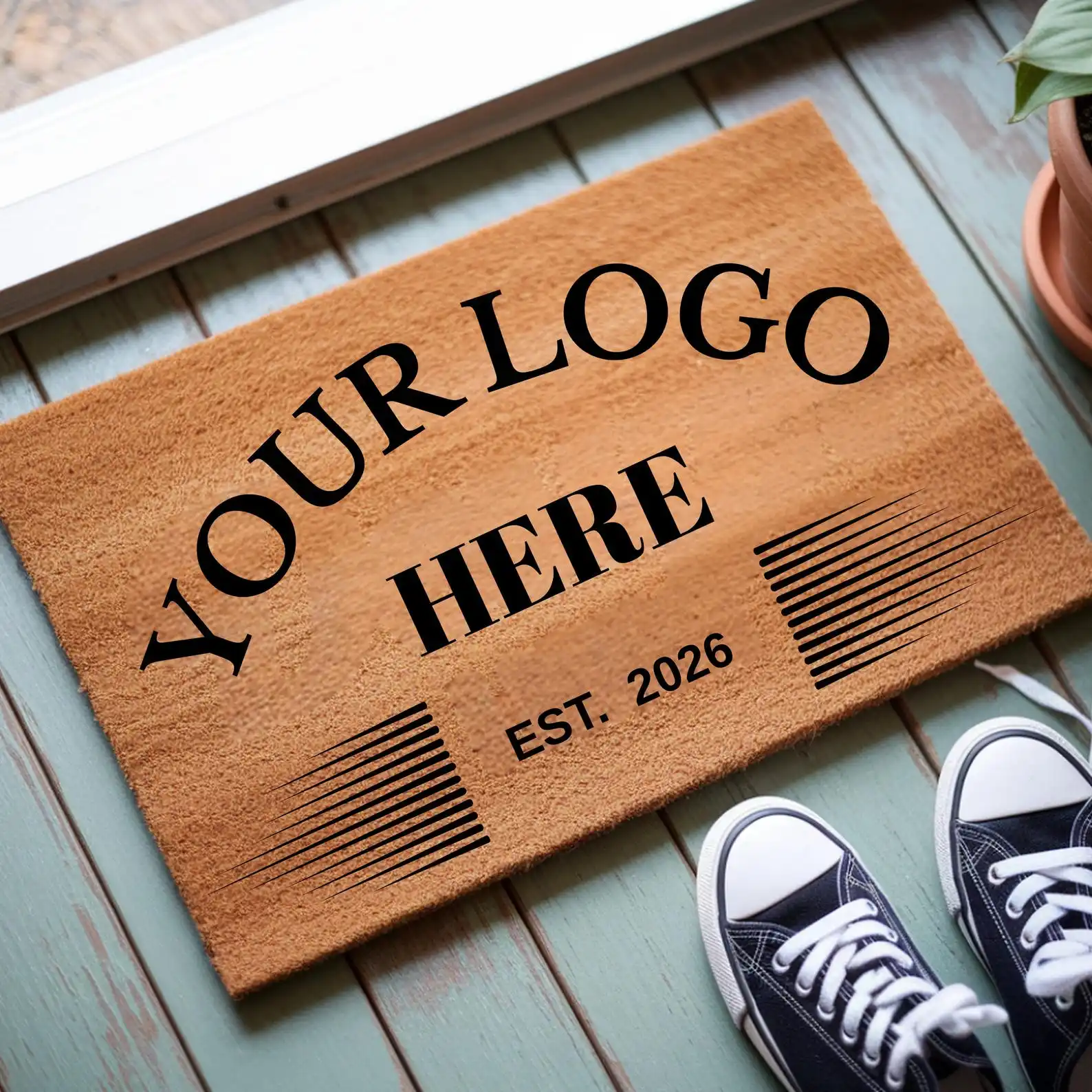 

Custom Your Logo Here Trendy Design EST date Welcome Doormat Personalized Business Entrance Mat Realtor Housewarming Gifts