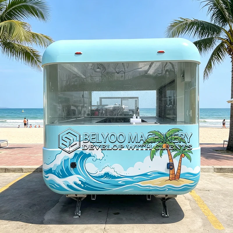 Belyoo Outdoor Food Truck Trailer Mobile Kitchen with Fully Equippment Pizza Coffee Cart Ice Cream Truck With Great Price view 4