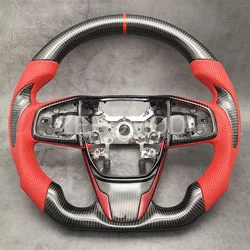 High Quality Red Carbon Fiber Car Steering Wheel For Honda Civic 10th Gen 2016 2017 2018 2019 2020 2021