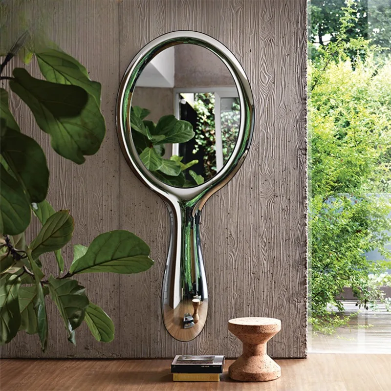 FURNITURE New trend home decor Modern luxury spoon shape silver stainless steel wall mirror for living room