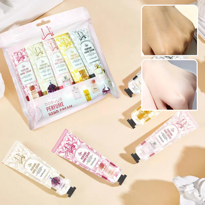 New Arab Fragrance Hand Cream Set 5 Pcs Sale Moisturizing Lasting Fragrance Hand Cream Winter Nourishing Perfume Hand Cream Care