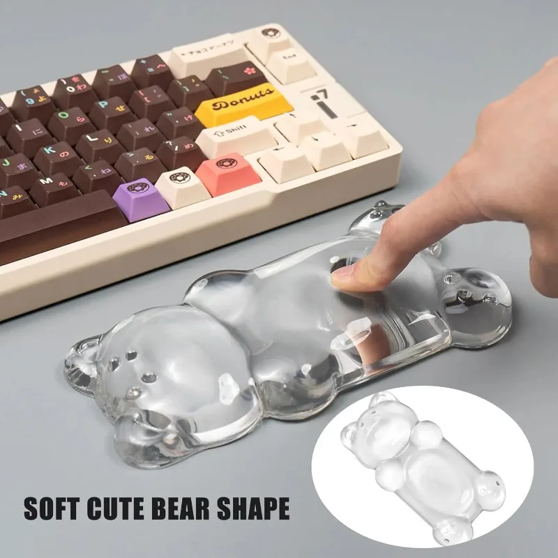 

Ergonomic Silicone Gel Mouse Wrist Rest Clear Anti-Slip Cute Bear Mouse Wrist Rest Support for Typing Gaming Office PC Computer
