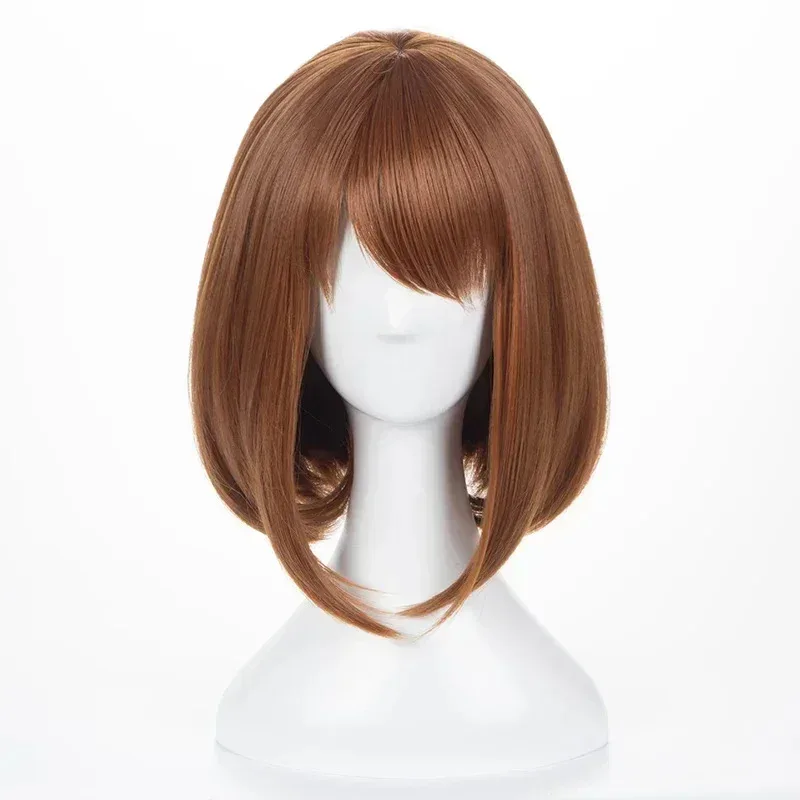 Pelucas sintéticas de Anime My Hero Academia Ochako Uraraka, peluca corta marrón Bob resistente al calor para disfraz de Cosplay