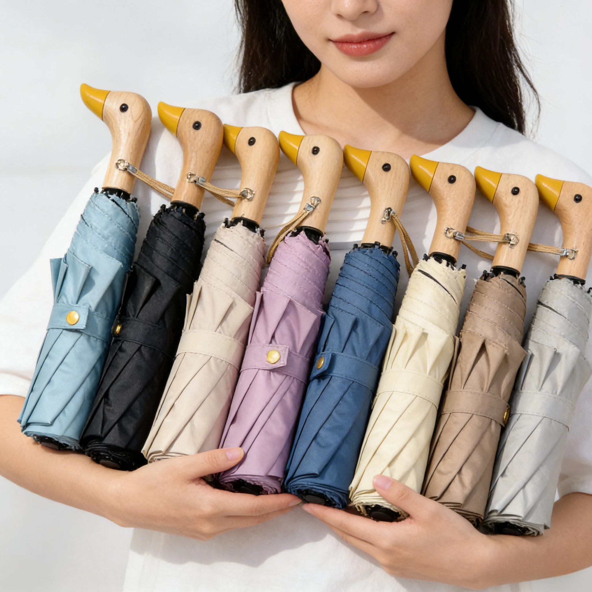 

Зонт от солнца и дождя 2026 с милым дизайном в виде головы утки, защита от УФ-излучения UPF50+, складной, ветрозащитный, для мужчин и женщин