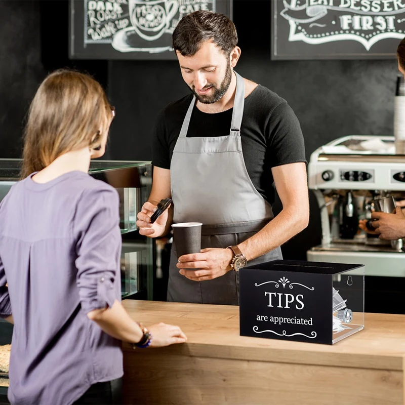 Банки с полным наконечником для денег, 6 х 4 х 5 дюймов, коробка для сбора наконечников с замком, коробка для предложений для хранения наконечников, коробка для заправки наконечников