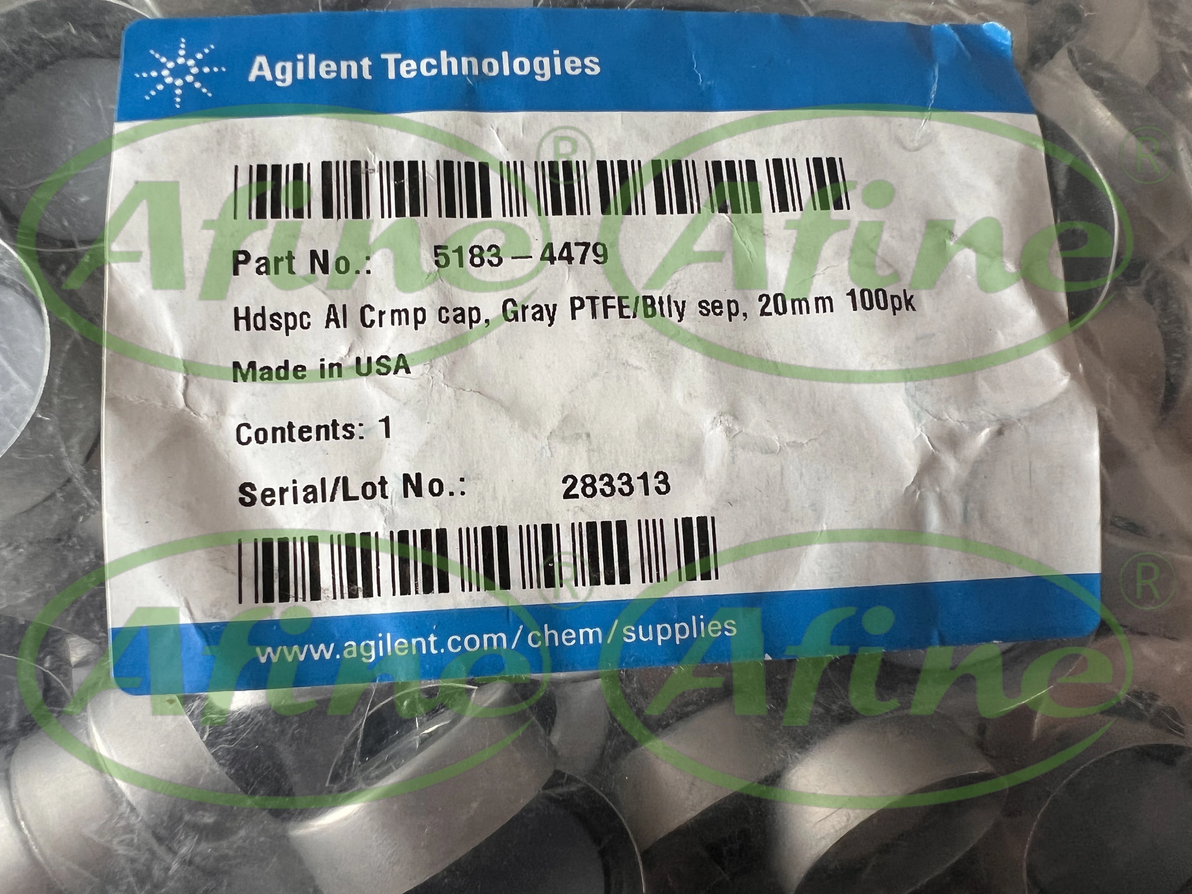 Headspace Vials Caps, 5183-4479,Spacer, 20 mm,, Molded PTFE/Butyl Rubber Spacer, 100/pkg