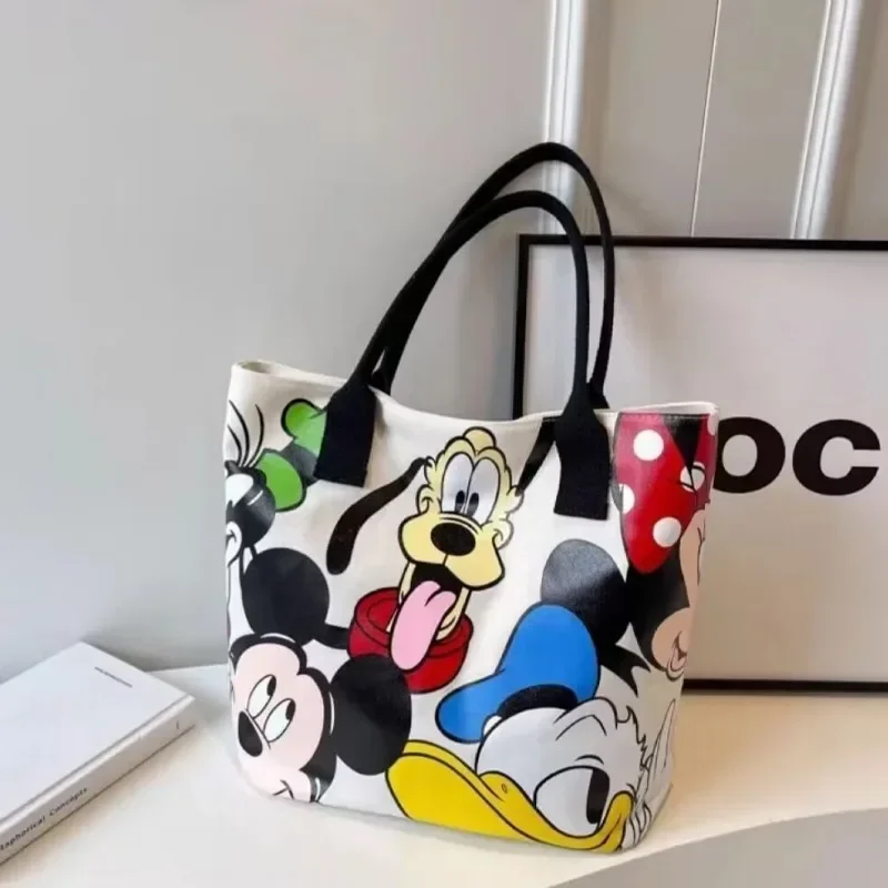 Disney Cute Stitch Donald Duck Canvas Bag Women's Shoulder Simple Student Handbag School Bag Peripheral Same Style School Bag