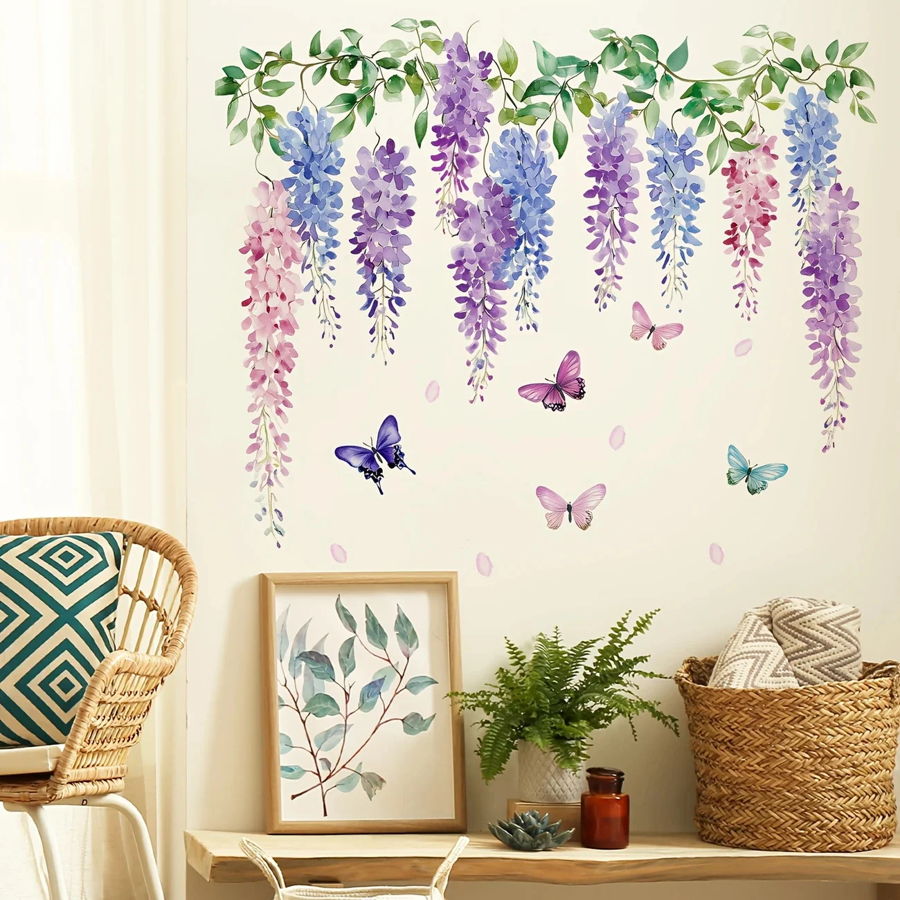 

MT1092# Flower Plants Butterflies Wall Stickers, Deer flower wall stickers, for Wall Decor Home Wall and Kitchen Decor-Gift