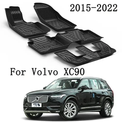 LHD Car Floor Mats Double Layer TPE Foot Pads Interior Floorliner For Volvo XC90 2015 2016 2019 2020 2021 2022 Accessories
