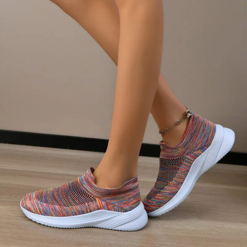 Baskets Chaussettes Respirantes Décontractées pour Femme, Chaussures Canisées d'Été, Tennis, Grande Taille 42 43