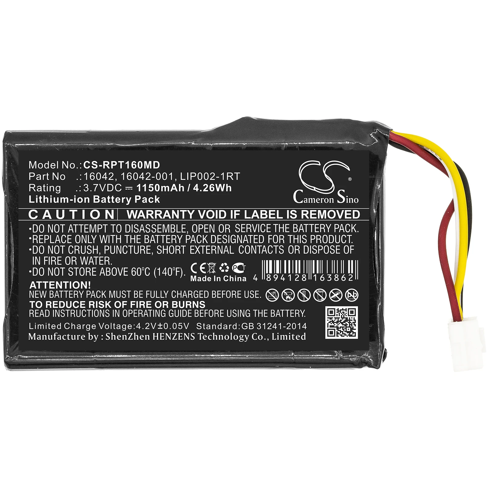 Li-ion Medical Battery for Reichert,3.7v,1150mAh,iPac,16042,16042-001,LIP002-1RT