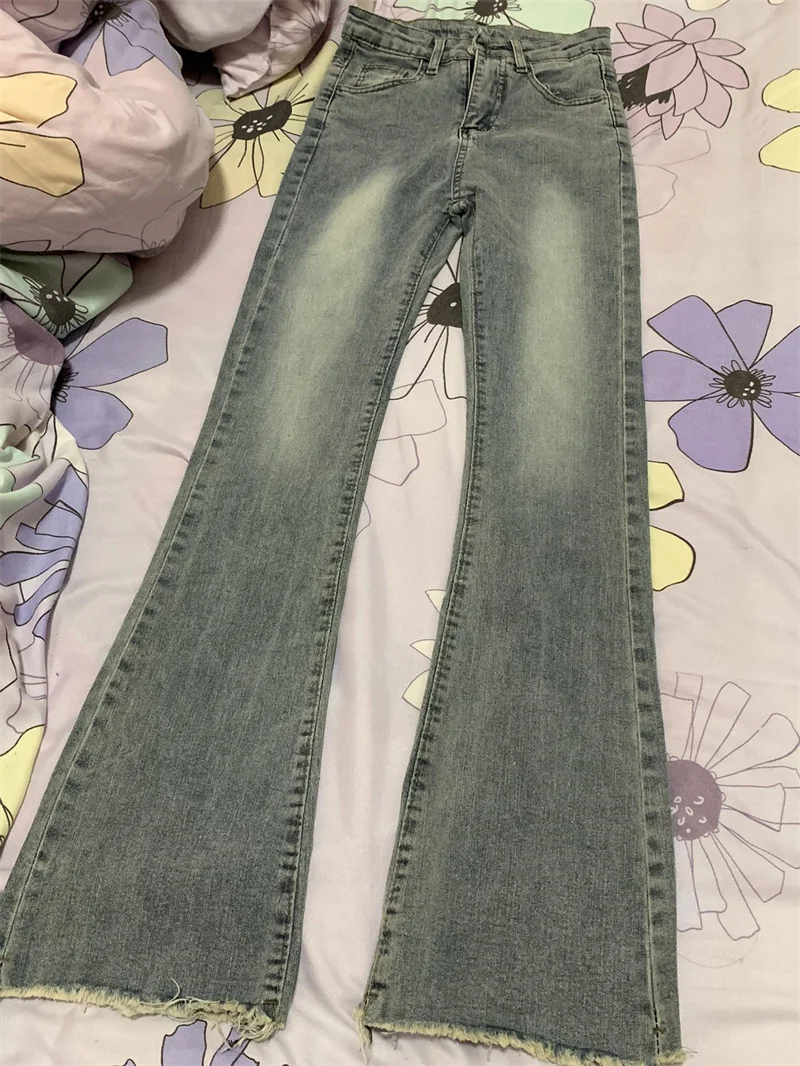 

Широкие джинсы с высокой талией в американском стиле ретро, женские эластичные длинные брюки для похудения больших размеров, брюки длиной до пола