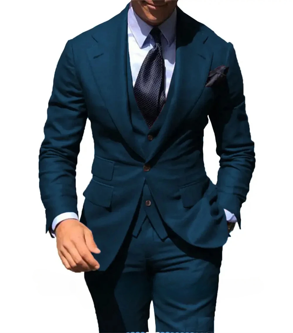 2025 Classy Wedding Suits Slim Fit Groom Wear Men's Tuxedo Groomsmen Suit Male Cheap Formal Business (Jacket+Vest+Pants）