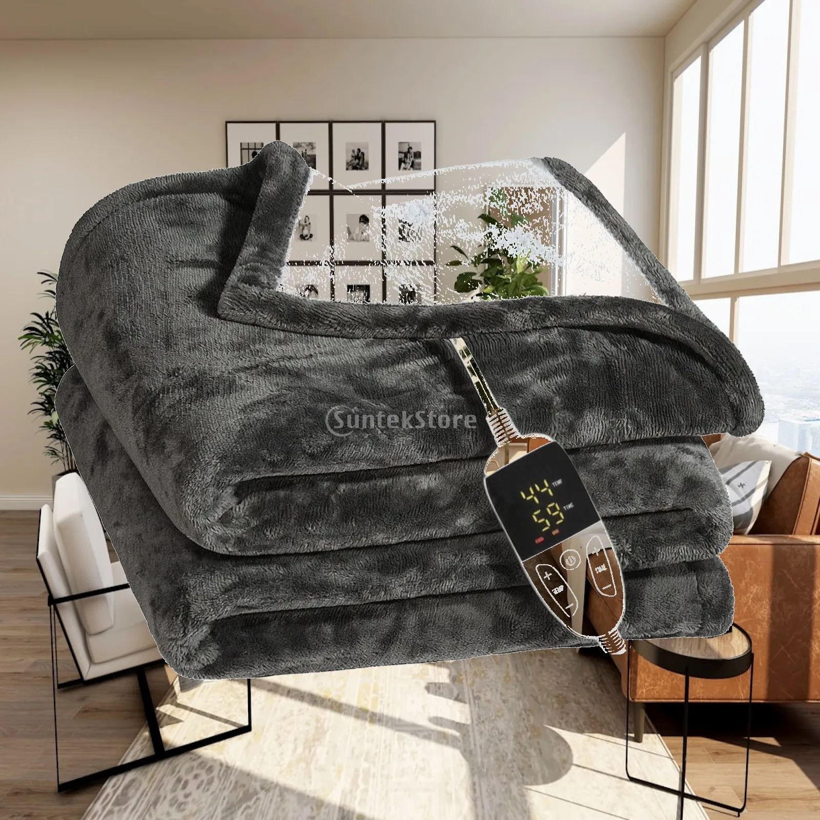 Heated Throw Blanket Electric Soft Flannel 150x180cm Warmer with Wired Remote for Cozy Personal Use Bed Couch Workspace