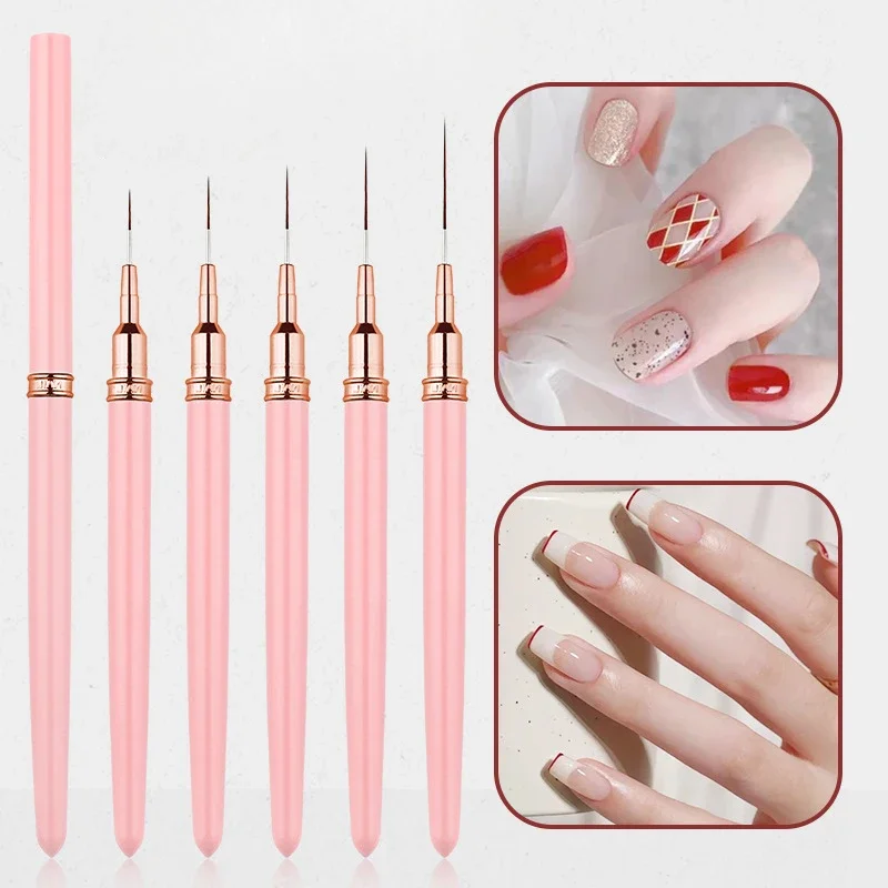 5Pcs/Set Black Nail Art Liner Brushes Painting Nail Design Pen 9/11/15/25mm Drawing Tool for Long Lines Details Manicure Pen