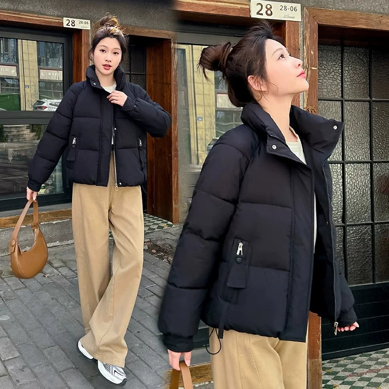 Doudoune Courte en Coton Fin et observateur pour Femme, Manteau d'Automne et d'Hiver Rembourré, Parka, 3XL, Nouvelle Collection 2025