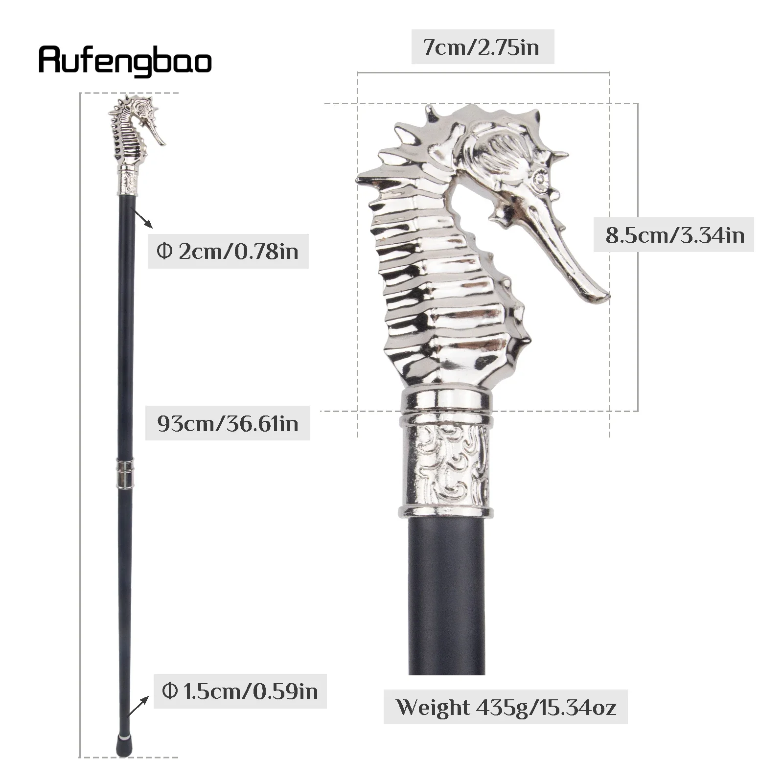 White Luxury Hippocampus Decorative Stick  Decorative Cane For Halloween For Cosplay And Parties, For Cosplay & Party
