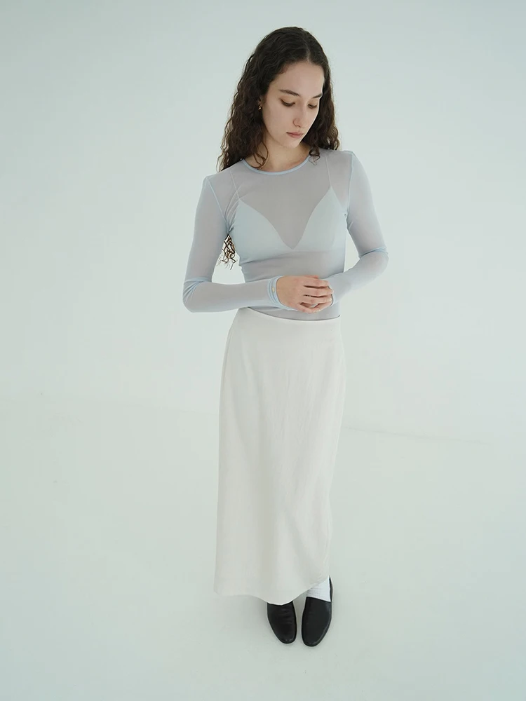 Elegant Low Waist Straight Leg Long Skirt Black And Beige Asymmetrical Zipper Design Business Casual Women's Midi Skirt