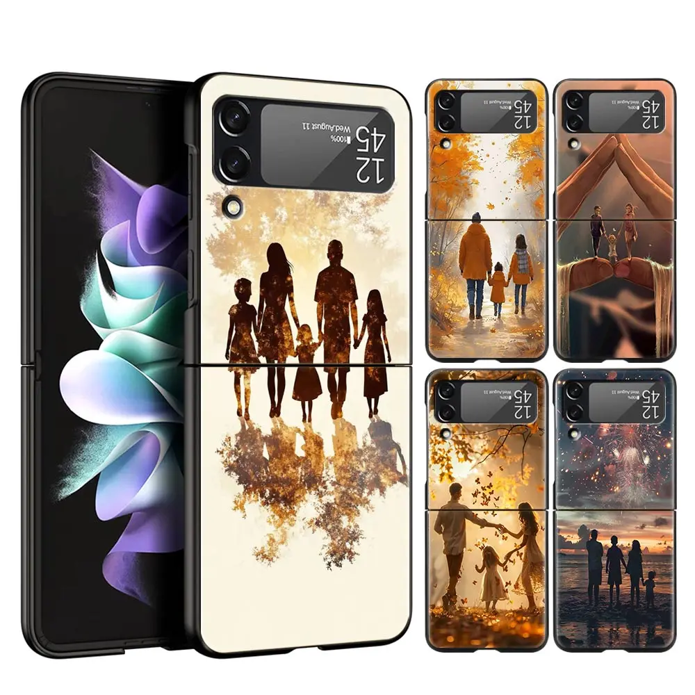 

Жесткий чехол для телефона A Family Of Three для Samsung Galaxy Z Flip 7 6 5 4, черный чехол для Galaxy Z Flip 3, складная сумка Fundas Shell Bag