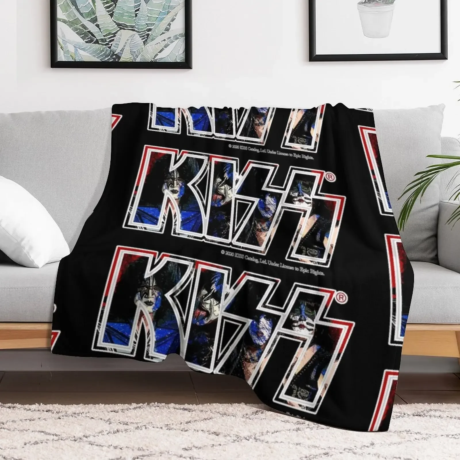 Kiss Logo Band Vector paint art Throw Blanket Fuzzy Plush Throw Blanket for Sofa Chair