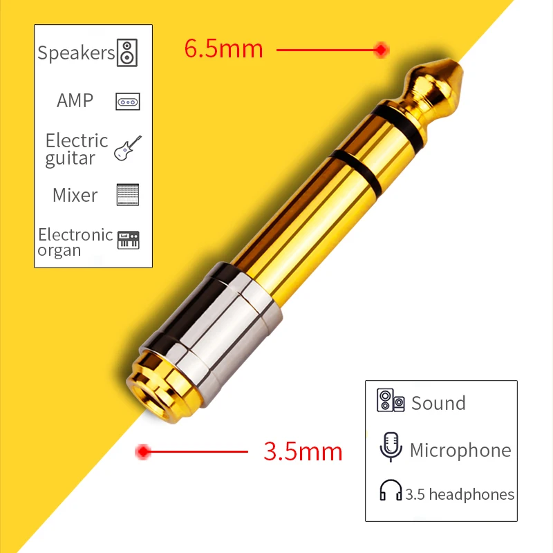 1PCS 3.5 To 6.35 Audio Adapter 6.5mm To 3.5mm Jack Converters Male Female Connector Headphone Plug 6.3mm 6.5mm Converter Plug