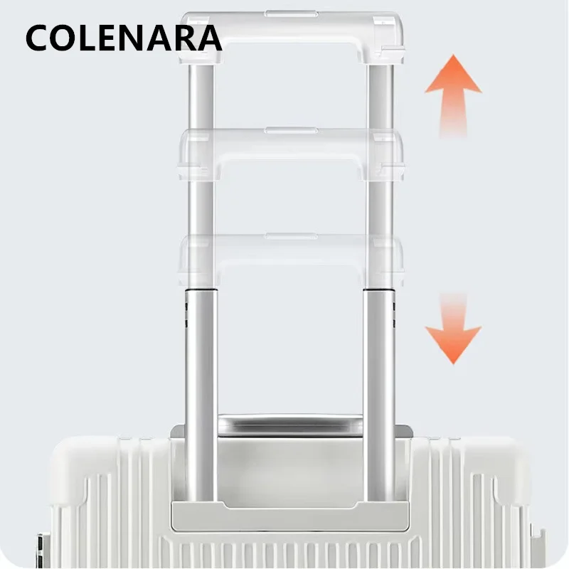 COLENARA 18 Inches Ladies Suitcase Small PC Boarding Box Front Opening Aluminum Frame Trolley Case with Wheels Rolling Luggage
