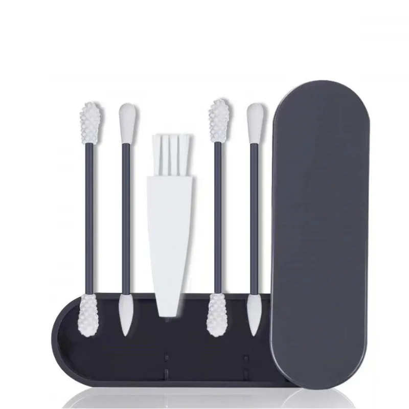 4Pcs Reusable Cotton Swabs Silicone Ear Pick Spiral Cleaner Tool Portable Silicone Swab Clean Sticks Buds Lip Eyeliner