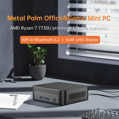Imagen 2 del producto AMD Ryzen 7 7730U 5825U R5 7530U 5600U Mini PC para juegos 4K Triple pantallas, Mini computadoras Home Theater Oficina Negocios Educación