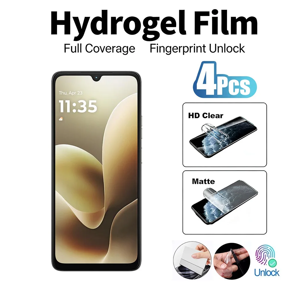 4 Stück HD Matte Soft Hydrogel Folie für Motorola Moto G77 G56 G96 G86 G57 G67 G06 G17 Power Displayschutzfolie Fingerabdruck-entsperrung