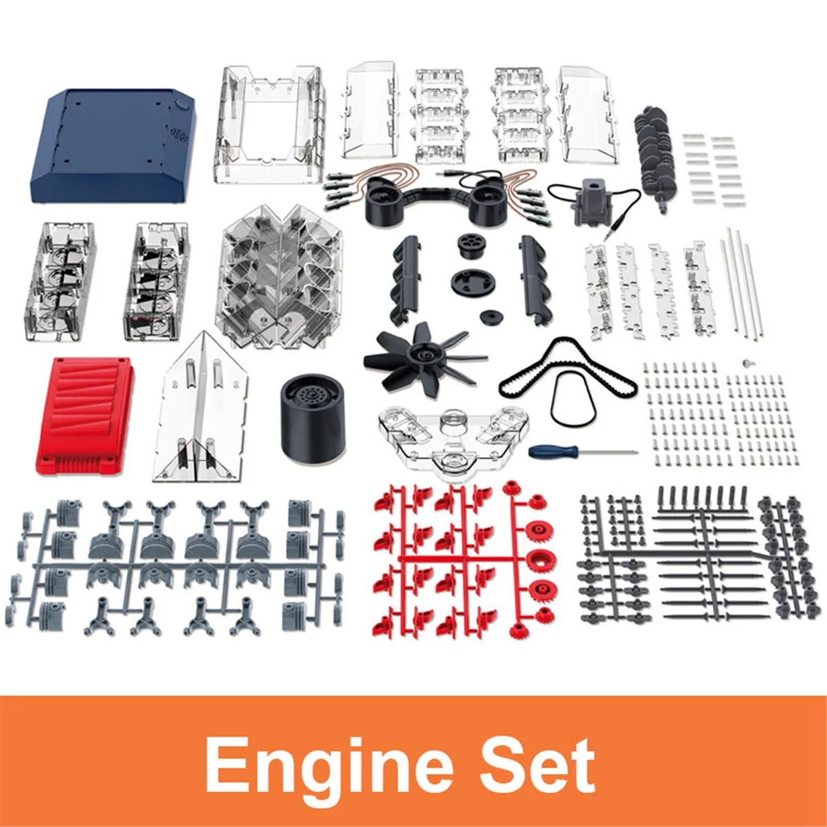 AM-DIY V8 Engine Model Assembly Kit Eight Cylinder Engine Model Building High-Tech Educational Experiment Toy Gift