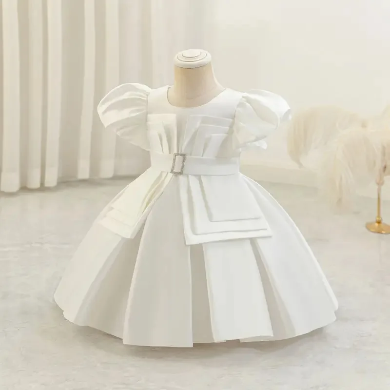 

COSda@Flower Girl Elegant Princess Girl Dress for babies Children Party big bow Dresses Kids' luxury girl Clothes for Formal Wed