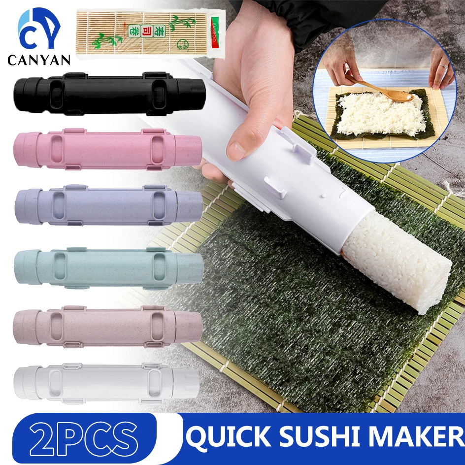 

DIY Cylinder Sushi Making Machine Quick Sushi Bazooka Japanese Rolled Rice Meat Mold Rice Ball Mold Kitchen Bento Accessories