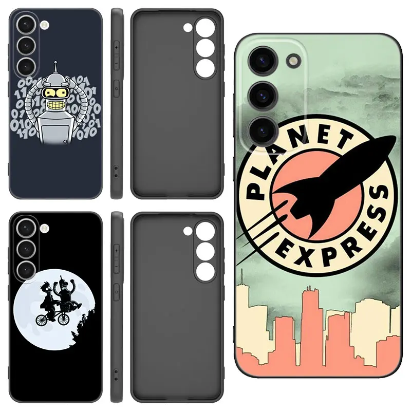 F-Futuramas Cute Black Silicone Phone Case For Samsung Galaxy S20 S21 S23 S24 FE S22 Ultra S8 S9 S10 Plus