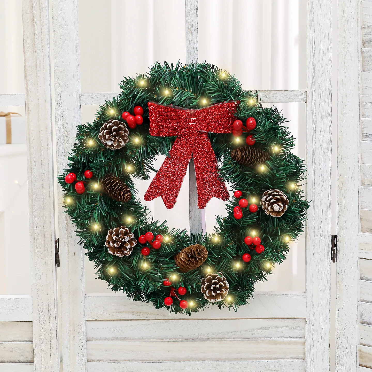 

New Christmas Wreath Simulation 30cm Household Door Hanging Christmas Outdoor Decoration
