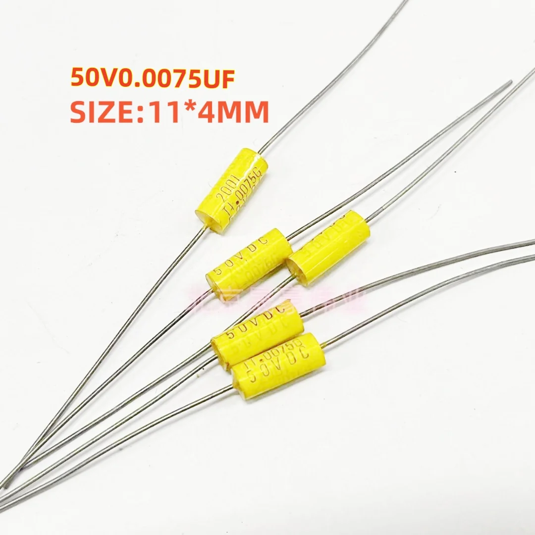 5 uds TI 50V0.0075UF 752 0.0075G 50VDC MKP volumen de capacitancia de película delgada axial: 4*11MM