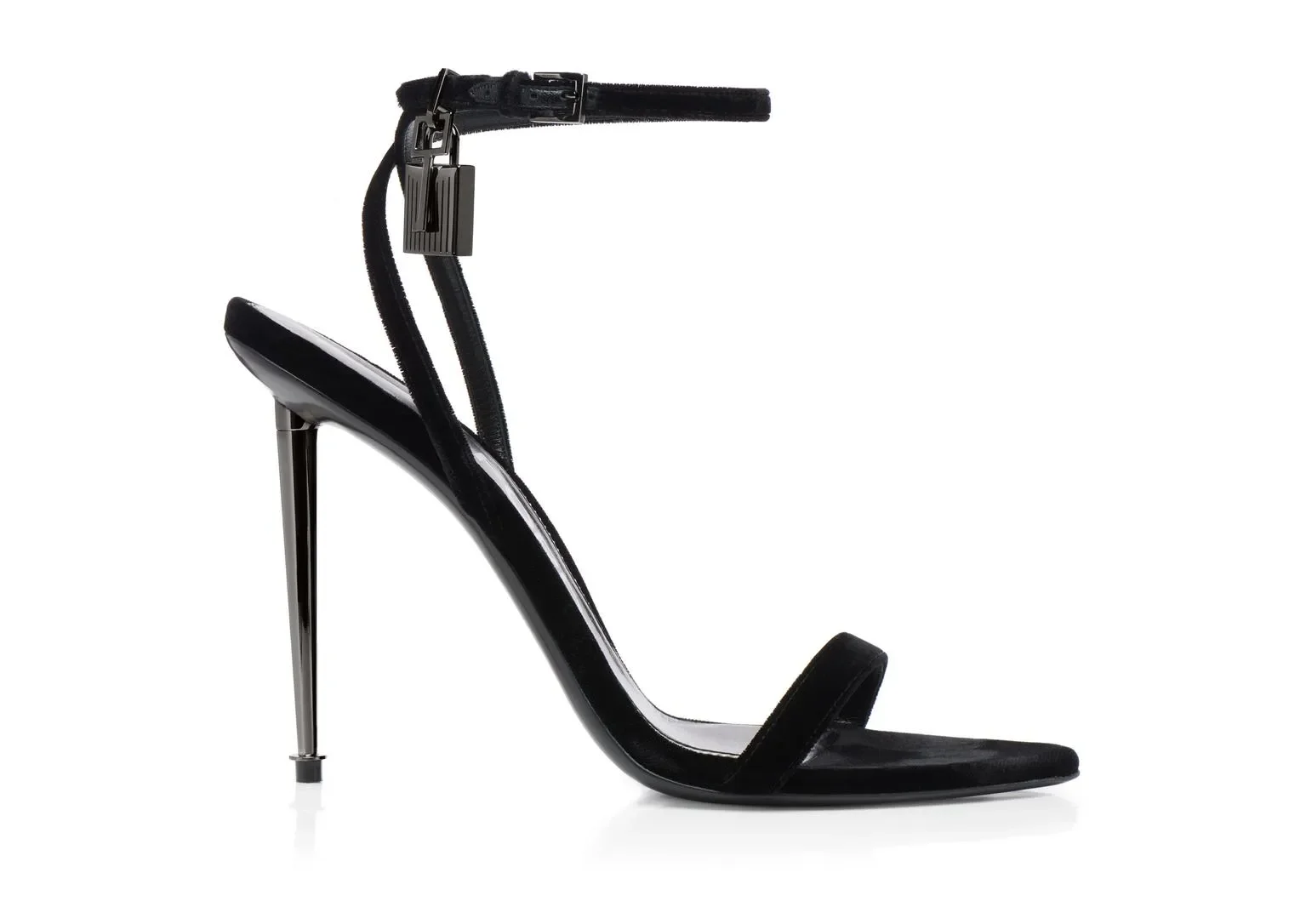 Ankle Strap Women\'s High Heels Sandals Pointed Open Toe Metal Lock Fine High Heeled Sandals Women Party Shoes Sandalias De Mujer