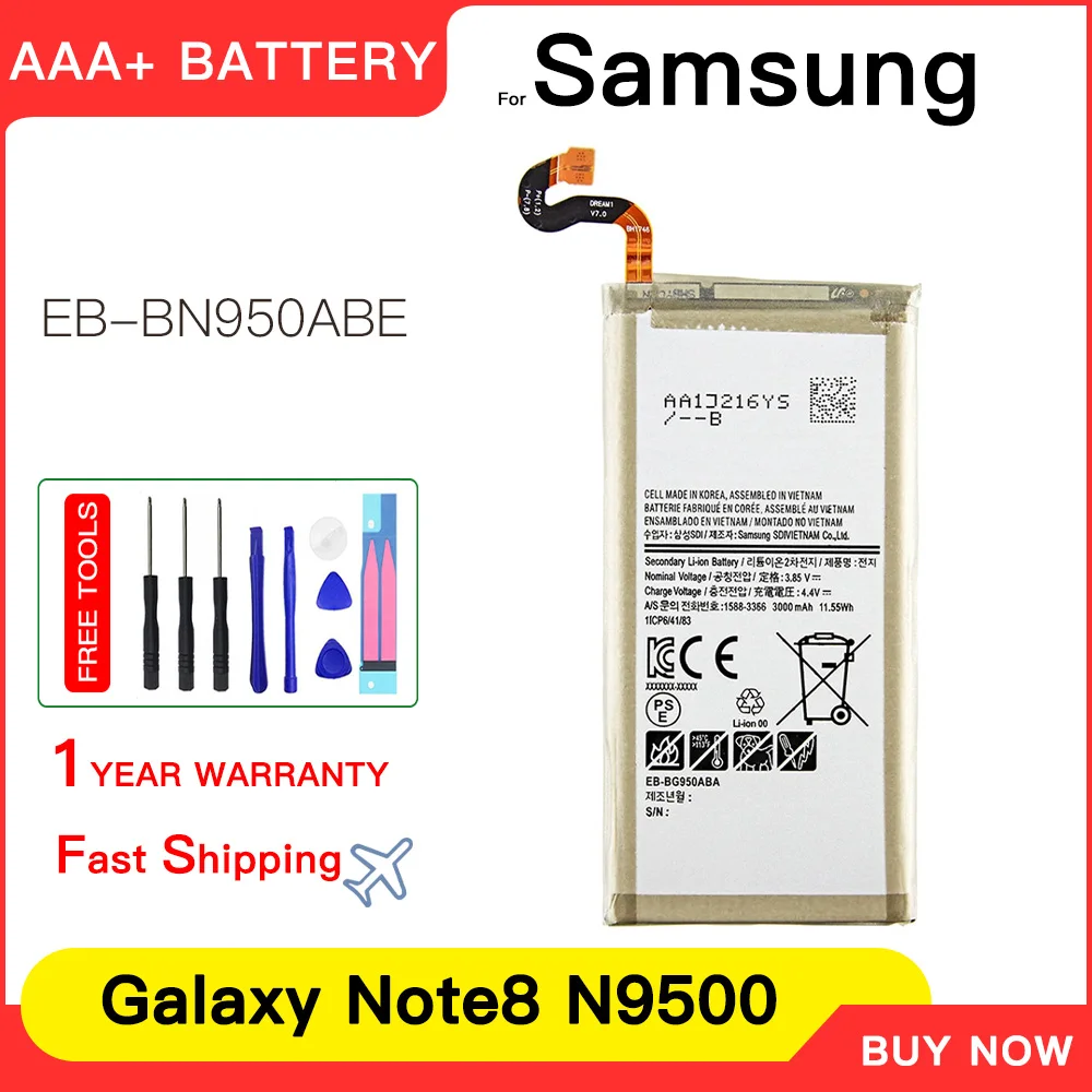 

Genuine EB-BN950ABE 3300mAh For Samsung Galaxy Note 8 Note8 N950 SM-N950F N950FD N950U/U1 N950W N950N N9500 Batteria+Tools