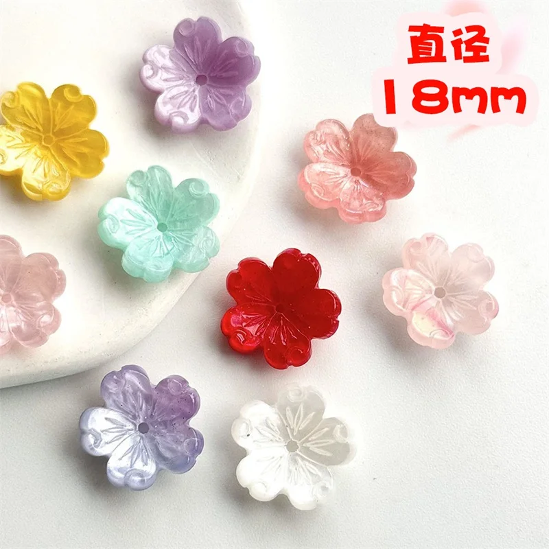 

Оптовая продажа, 90 шт./лот, 18 мм, цветной принт, мультяшные цветы, акриловые бусины, ювелирные изделия своими руками, аксессуары для волос, одежда