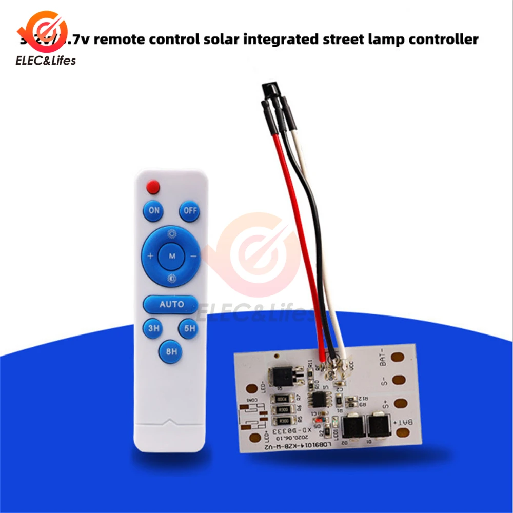 3.2V 3.7V Solar Charging LED Ceiling Light Circuit Board Controller Driver Board With Remote Control+Light Control Timing Integr