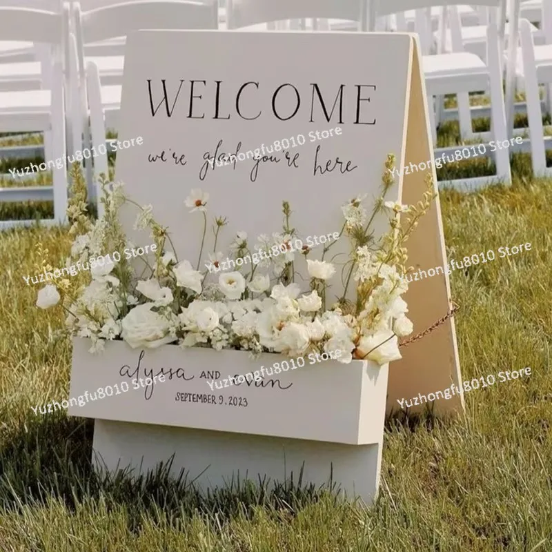 Hollow Acrylic Standing Wedding Floral Welcome Board Romantic Ceremony Sign Stand For Multiple Occasions - view 5