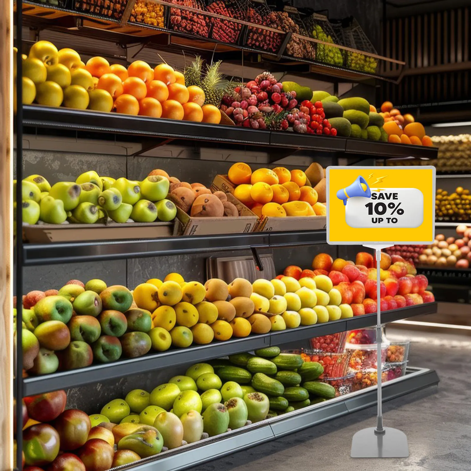 1Set Floor Standing Display Stand Aluminum Alloy Price Tag Holder Supermarket Sign Holder Floor Using Store