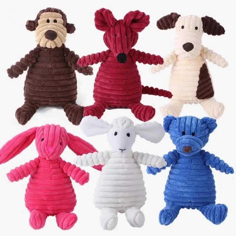 

Plush Dog Toy Animals Shape Bite Resistant Squeaky Toys Corduroy Dog Toys for Small Large Dogs Puppy Pets Training Accessories