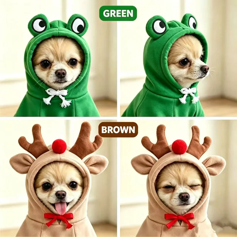 Sudadera de Navidad para Perro con Reno - Sudadera con Capucha para Razas Pequeñas, Juguetes, Mini y Medianas - Calidez en Poliéster Tejido para
