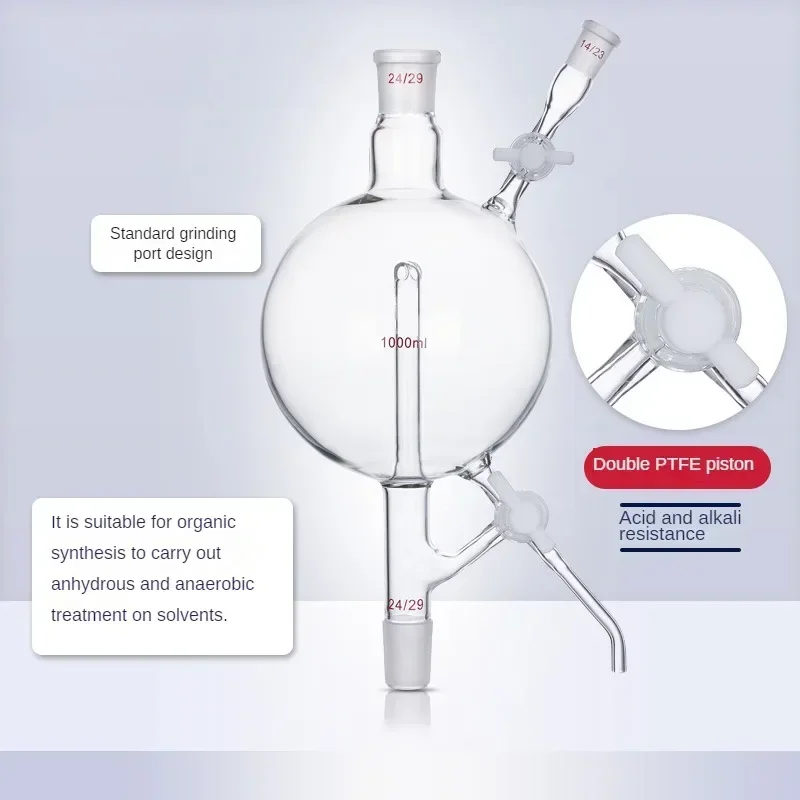 Laboratory Solvent Distillation Head Double PTFE Piston Solvent Handling Unit Standard Grinding Mouth 250-2000ml