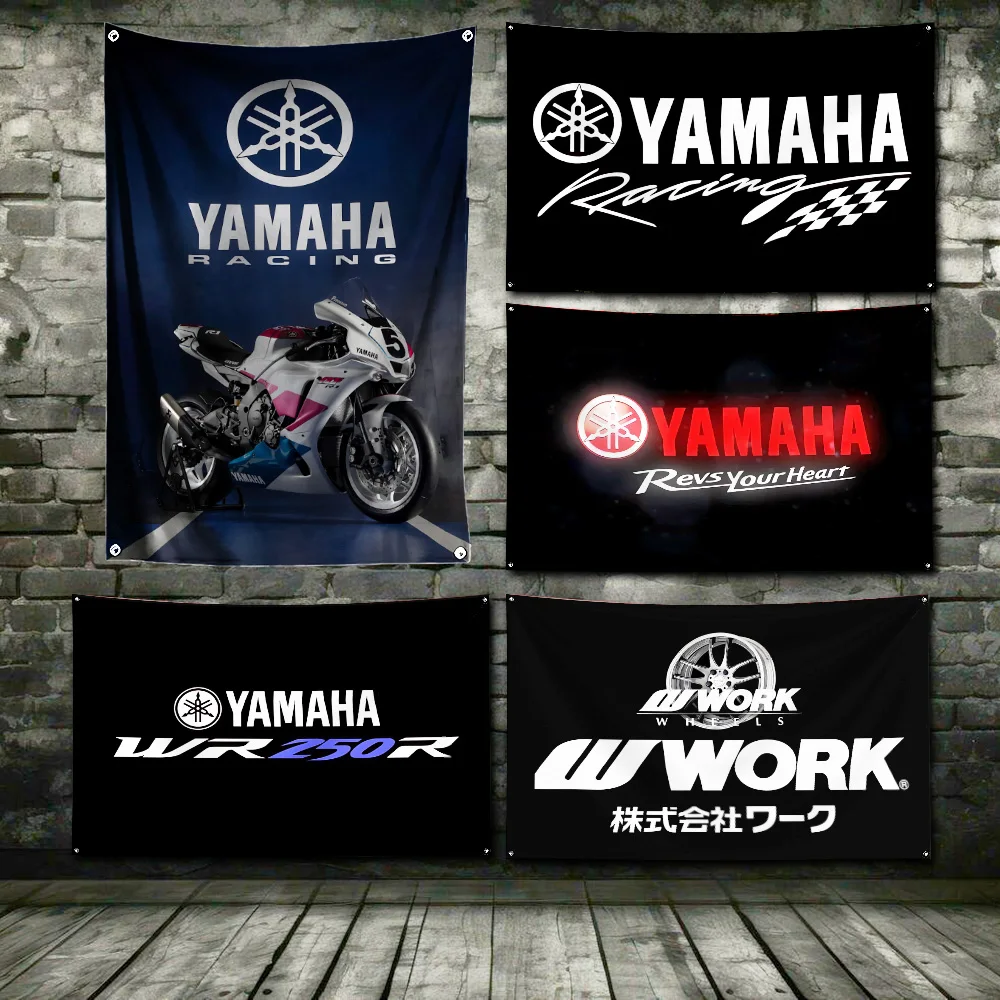 Y-YAMAHAS  Flag Polyester Digital Printing Banner For Garage or Out door Decoration