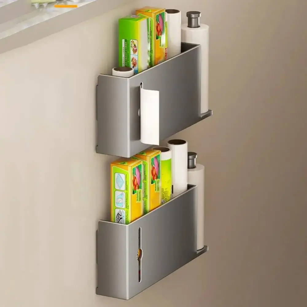炭素鋼製キャビネットドア収納ラック-簡単設置-粘着式ヒンジ-キッチンペーパーホルダー-多目的-省スペース